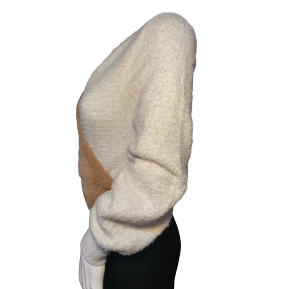 Almost Famous Womens Crisscross Sweater White Brown Large 100% Polyester - Picture 8 of 16